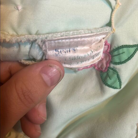 Sears vintage Mint Green Floral Embroidered dress - Picture 2 of 4